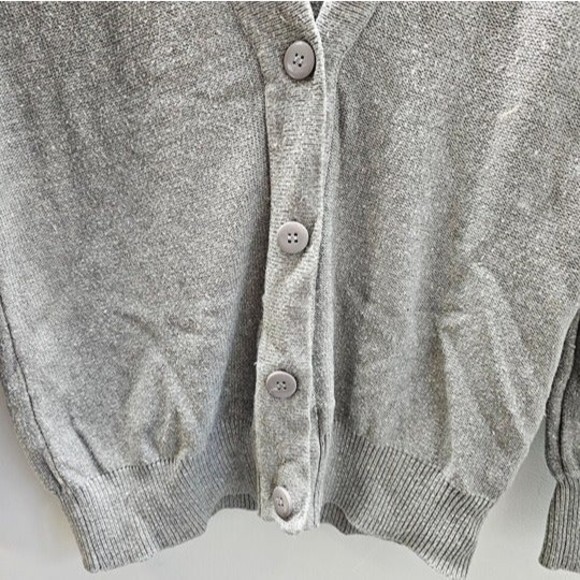 Philosophy Grey Knit Wool Blend Deep V-Neck Button-Front Cardigan, Size Large - Picture 5 of 7